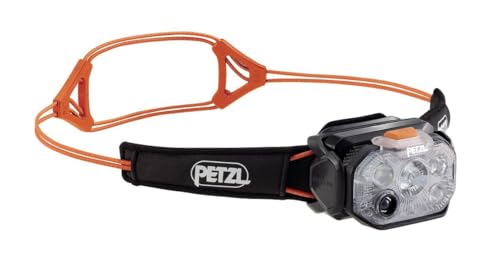 PETZL SWIFT RL Stirnlampe Schwarz 1200 Lumen aufladbar, REACTIVE LIGHTING, leichte Kopflampe mit Akku, Outdoor Lampe für Trailrunning Bergsteigen