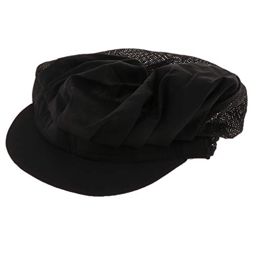 Flameer 5Pcs Black Half Mesh Chef Waiter Cap Restaurant Kitchen Workshop Hair Net Cooling Reusable Bouffant Adjustable Food Service Hair Hat Protective
