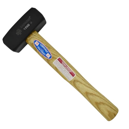 Taparia Club Hammer GH1250, 1.25kg Steel Head with hickory wood handle, Machine treated hardened steel head suitable for heavy duty striking applications, Professional, Industrial and DIY 1