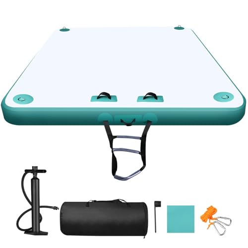 Bsteciar Floating Inflatable Platform, Swimming Pool Buoy for 3-5 People, Inflatable Pool Mattress Floating Island Dock for Lake, Sea, Pool and Ocean