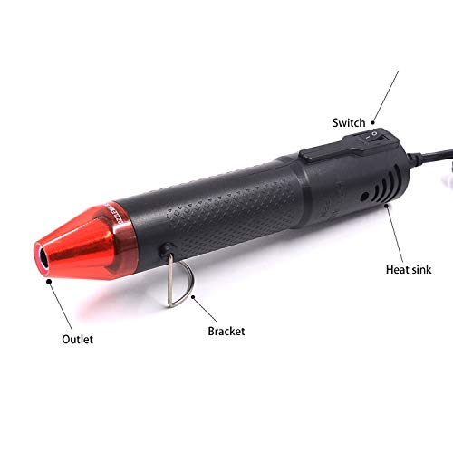mofa Embossing Heat Gun,Hot Air Gun Tools Shrink Gun with Stand For DIY Embossing And Drying Paint Multi-Purpose Electric Heating Nozzle 130W With Heat Shrink Film,Colorful Pencil For Free(Black,Red)