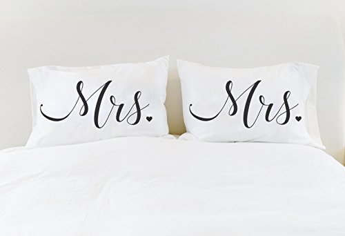 Lesbian Wedding Gift Mrs Mrs Pillowcases Hers and Hers Gift Mrs Mrs Pillow Cases Unique Wedding Gift for Gay Couple Gay Wedding LGBT