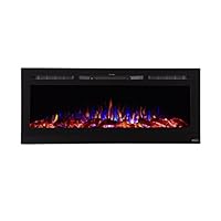 Touchstone 80004 - Sideline Electric Fireplace - 50 Inch Wide - in Wall Recessed - 5 Flame Settings - Realistic 3 Color Flame - 1500/750 Watt Heater - (Black) - Log & Crystal Hearth Options