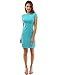 PattyBoutik Women Boat Neck Cap Sleeve Dress (Turquoise Small)