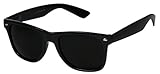 Basik Eyewear - Super Extremely Dark Black Retro Wayfarer 80's Sunglasses 1 or 2 Pairs (Glossy Black Frame, Dark Black)