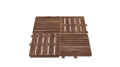 Floranica Holzterrassenplatten 1m2 (4 Stück 50x50 cm) Imprägniertes Lärchenholz Braun Boden für die Sauna Terrasse oder… – Bild 5