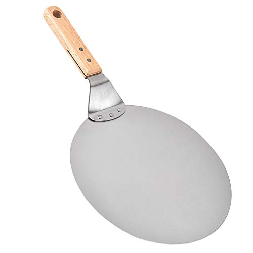 Pizza Ronde Spatel met houten handvat pizza spatel roestvrij Cake Pizza schraper Peel Stainless Steel Paddle, Large - Afbeelding 6