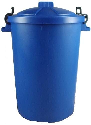 Srendi 85L Plastic Bin with Locking Lid Blue Outdoor Storage Food Grade