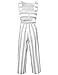 FANCYINN Women’s Striped Jumpsuits Sleeveless Wide Leg Pants Backless Romper Loose Playsuit with Pockets Grey S