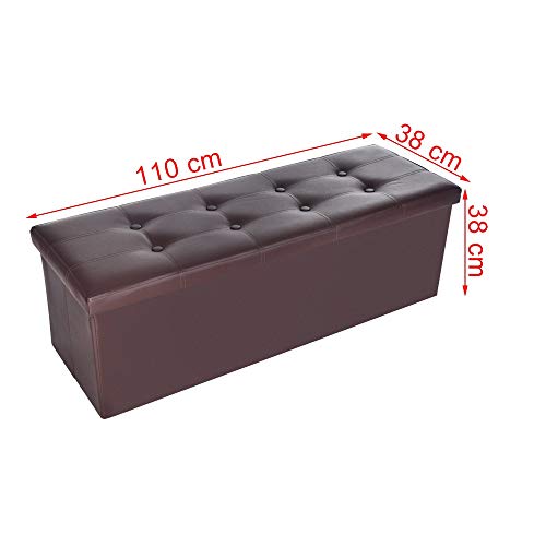 XGao Folding Ottoman Bench with Flipping Lid Fabric Storage Chest Footrest Storage Sofa Stool Bench Rectangle Stools with Removable Lid for Bedroom Hallway (Brown PU 43 x 15 x 15 inch) - Thumbnail 6