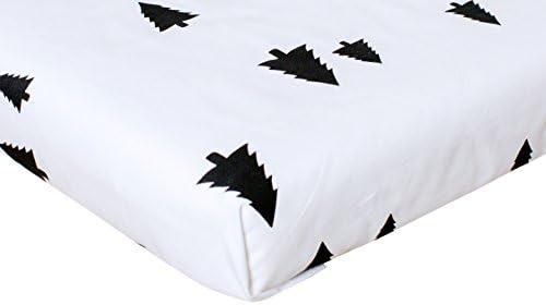 Muslin Tree 100% Cotton Woven Hypoallergenic Crib Flat Sheet,45"x59",Trees, Black/ White, Cute Cartoon Print, Soft Breathable Comfortable and Durable - Top Quality for Girls Boys, Infants Toddlers