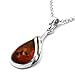 Honey Amber Sterling Silver Drop Pendant Necklace Chain 18