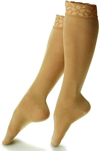 Doctor Comfort Compression Knee High 15-20mmHg Women's Sheer Lace Top (X-Large, Nude)