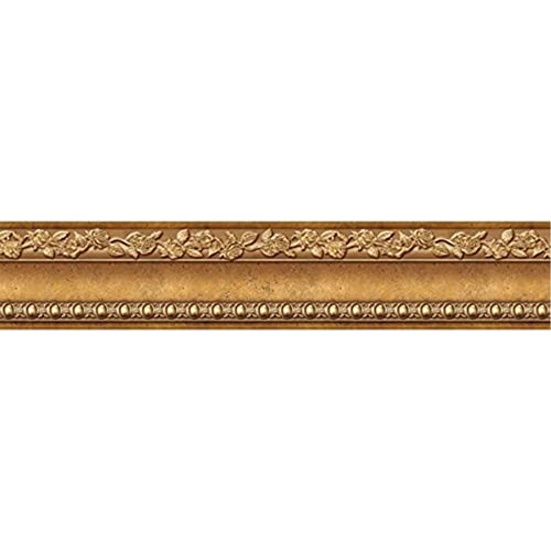 Flower Molding Peel and Stick Wall Border Easy to Apply (Gold Brown