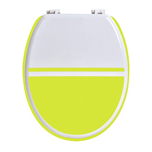 Evideco 4101201 Two-Colored Toilet Seat White/Lime Green, Wood 17.5" L x 14.75" W, Oval, Elongated, White,Anise Green,Green