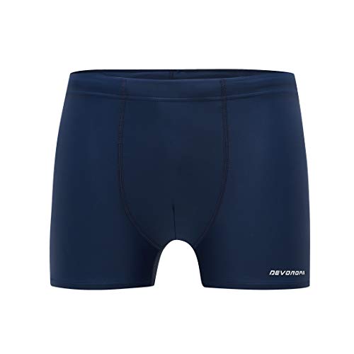 DEVOROPA Youth Boys Swim Shorts Square Leg Swimsuit Nylon Swimming Boxer Brief UPF 50+ Navy L - Thumbnail 7