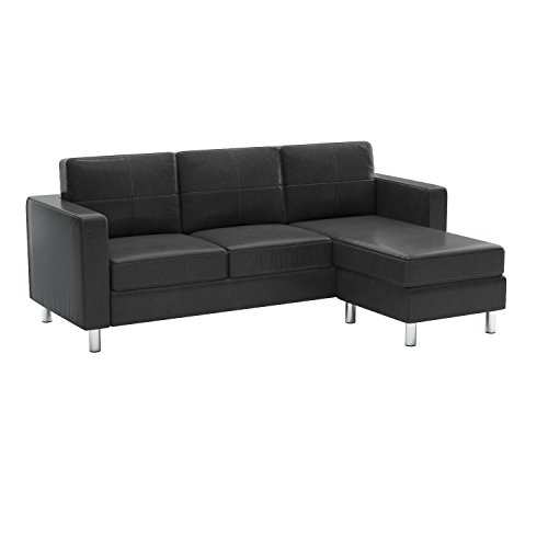 Small Spaces Configurable Sectional Sofa, Black - Thumbnail 7