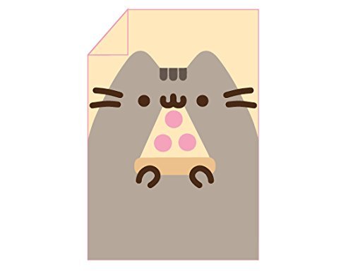 Pusheen with pizza throw blanket