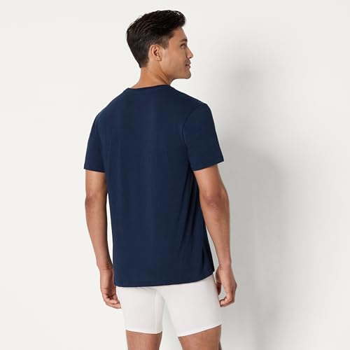 Magliette Intime a Girocollo Vestibilità Aderente Uomo, Confezione da 6, Medio Grigio Mélange/Blu Marino, L