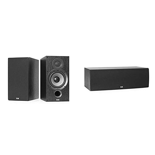 ELAC Debut 2.0 B6.2 Bookshelf Speakers, Black (Pair) & Debut 2.0 C6.2 Center Speaker, Black