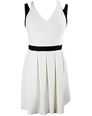 Jessica Simpson Ivory Sleeveless Contrast Fit & Flare Dress
