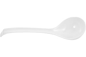 SEWCHICS Porcelain Soup Ladle 10.6 Inch Large Asian White Ceramic Soup Spoon for Cooking and Dining,