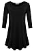 JollieLovin Womens Plus Size 3/4 Sleeve Tunic Tops Loose Fit Casual Swing Basic T Shirt to Wear with Leggings Black