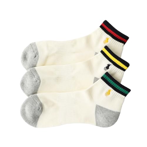 【3足セット】POLO RALPH LAUREN メンズ 足底パイル ワンポイント TOPライン ショートソックス 92009611 25-27cm 01.オフホワイト