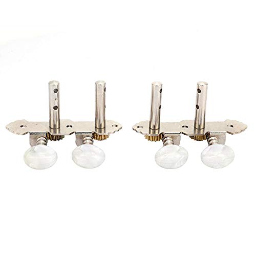 Tuning Pegs,2L 2R Ukulele Bass Tuning Pegs Sliver Classical Ukulele Tuning Pegs White Pearl Style Round Button Machine Heads - Thumbnail 2