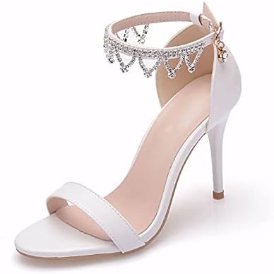 HEYLF Black Heels Crystal Queen Lady Stiletto White High Heels