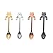 ZBGOROW Cute Cat Spoons for Stirring Coffee and Tea, 4.6 Inches Mini Spoons, 18/8 Stainless Steel Spoon Set, in 4 Assorted Colors