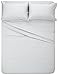 Amazon Brand – Pinzon 400 Thread Count Egyptian Cotton Sateen Hemstitch4 Piece Sheet Set - Queen, Light Grey, Solid
