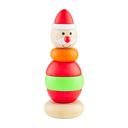 Mud Pie Kids Christmas Stacker Toy, Santa, 5" x 2" Dia