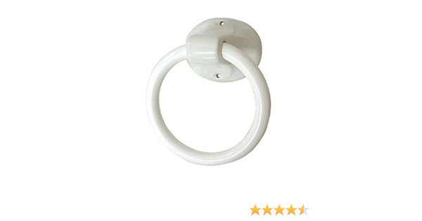TOALLERO Pared BAÑO Porcelana con ARO Madera PEQUEÑO Blanco ...