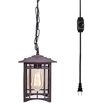 Stepeak Industrial Plug in Pendant Hanging Light with 16.4' Cord Dimmer