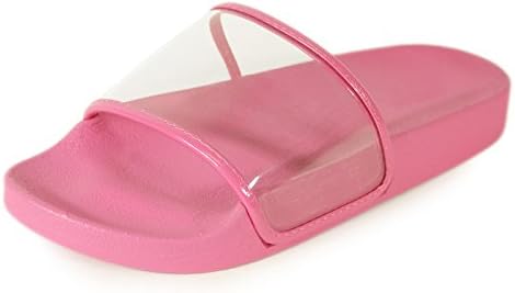 EclaDea Women's Comfy [Waterproof] Clear Transparent Upper Slide Sandals [Slip-On Sandals] Flat Slippers