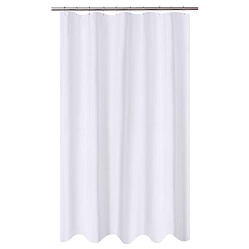 N&Y HOME Extra Long Fabric Shower Curtain, Size 54 x 80 Inch, Hotel Quality, Washable, White Bathroom Curtain with Grommets, 54 x 80 Inches