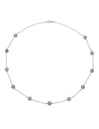 10 K oro amarillo Natural Jade verde estación de cadena TIN CUP collar, 18"