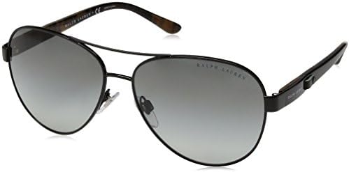 Ralph Lauren Sunglasses Women's Metal Woman Aviator Sunglasses, Shiny Black, 59 mm