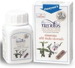 FAH-TALAI-JONE 100 Capsules Herbal treat for common cold, u and mild fever