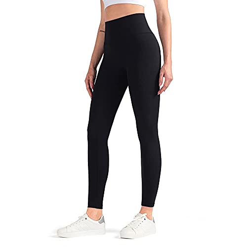 ROWNYEON Yoga Pants for Women Yoga Leggings with Pockets High Waist Workout Leggings 7/8 Length Tummy Control Athletic Leggings Black
