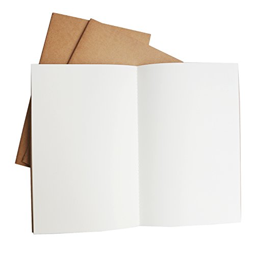 Traveler's Notebook Inserts - Large Blank Unlined Paper Journal Refill - Set of 3 Pack | for Large Refillable Leather Travel Journals, Scratch Pads, Diary and Planners | 10.7 x 7 inch (27 x 18cm)