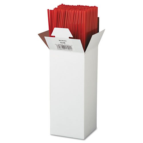 500 COUNT Pactiv 7.75-inch Drink & Toss HEAVY Plastic RED Cocktail Beverage Stirrer Straw