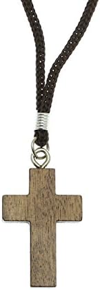 Intercession Wood Cross Crucifix on Cord - Made in Brazil (1.5 Inches)