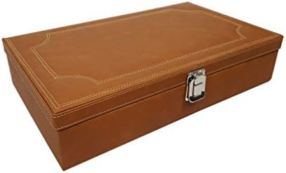 essartPremium 9 Grid Watch Display Case/Jewellery cum Sunglass Collection storage Organiser with Turn Lock closure - Tan