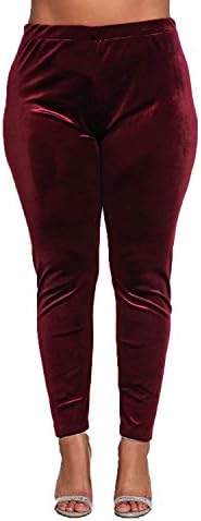 Debshops Womens Womens Plus Size Winter Premium Stretch Soft Velvet High Rise Leggings For Women XL XXL XXXL Basic A 3XL Burgundy