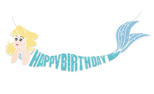 Mermaid Happy Birthday Banner Decor Decorations Under The Sea Party Supplies 5ft
