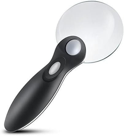 Handheld Magnifier COCTIONE 3x Lighted Magnifying Glass Ultra Bright LED with 5x Bifocal Lens- Large Viewing Area (3.5" in Diameter) for Reading, Inspection and Hobbies