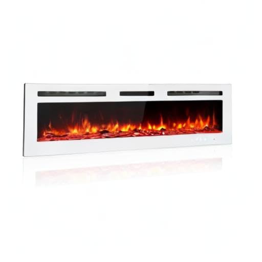 Maxhonor Chimenea Eléctrica Insertos Calentador Independiente para La Sala De Estar Chimenea Flotante con 12 Colores LED con Leños y Piedras, Calentadores Espaciales para Uso Interior, 1500W/750W,Blanco,60inch Maxhonor Chimenea Eléctrica Insertos Calentador Independiente para La Sala De Estar Chimenea Flotante con 12 Colores LED con Leños y Piedras, Calentadores Espaciales para Uso Interior, 1500W/750W,Blanco,60inch