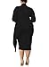 LALAGEN Women's Plus Size Long Sleeve Peplum Tie Neck Bodycon Pencil Midi Dress
